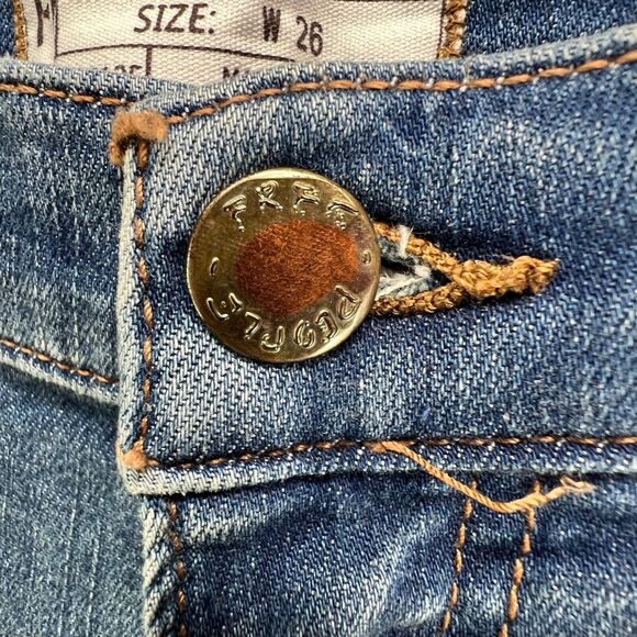 Free People Great Heights Jeans Womens 26 Blue Frayed Skinny Distressed Stretch - Picture 13 of 13